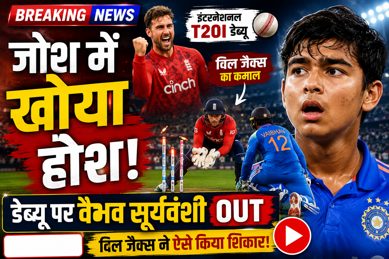 जोश में खोया होश... इंटरनेशनल T20I डेब्यू पर वैभव सूर्यवंशी खा गए गच्चा, विल जैक्स ने यूं किया शिकार, VIDEO