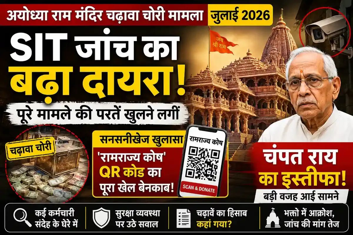 अयोध्या राम मंदिर चढ़ावा चोरी मामला (जुलाई 2026): SIT जांच का बढ़ा दायरा, चंपत राय का इस्तीफा और 'रामराज्य कोष' QR कोड का सनसनीखेज खुलासा